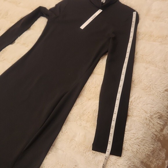 Susana Monaco Long Sleeve Turtleneck Slit Midi Dress black size S - Picture 15 of 16